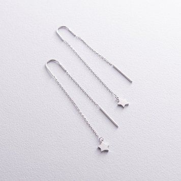 Сережки - протяжки Зірочки з білого золота 826632 826632 фото
